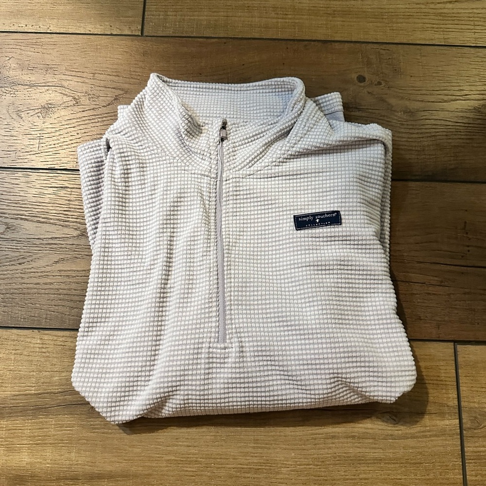 Simply Southern Cream Zip Up Sweater with Textured Knit